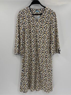 J. Mclaughlin Women’s Judith Shift Dress Navy Lime Kaleidos Cope Beige Small NWT